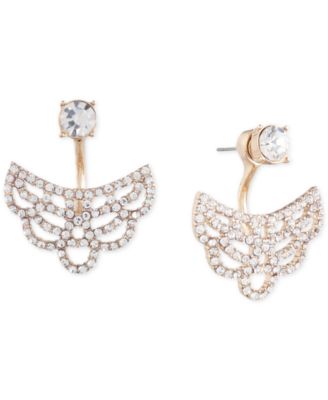 Marchesa - Gold-Tone Coral Crystal Front Back Floater Earrings