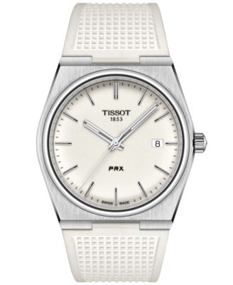 Tissot - Men's Swiss Automatic PRX White Rubber Strap Watch 40mm