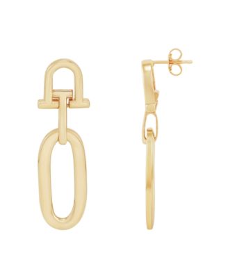 Italian Gold - Polished Door Knocker Dangle Drop Earrings in 10k Gold