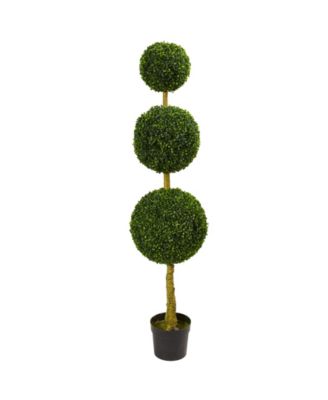 Nearly Natural - 5.5' Boxwood Triple Ball Topiary UV-Resistant Indoor/Outdoor Artificial Tree