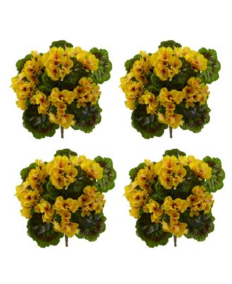 Nearly Natural - 4-Pc. Geranium UV-Resistant Indoor/Outdoor Artificial Bush Set
