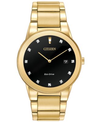 Citizen - Men's Eco-Drive Axiom Diamond Accent Gold-Tone Stainless Steel Bracelet Watch 40mm AU1062-56G