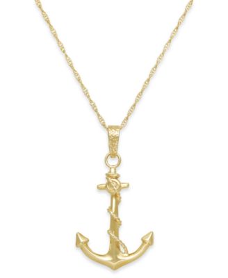 Macy's Brand - Men's Anchor Pendant Necklace in 10k Gold