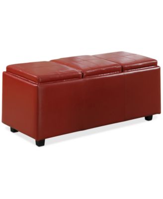Simpli Home - Fabric Rectangular Storage Ottoman with 3 Trays, Direct Ship