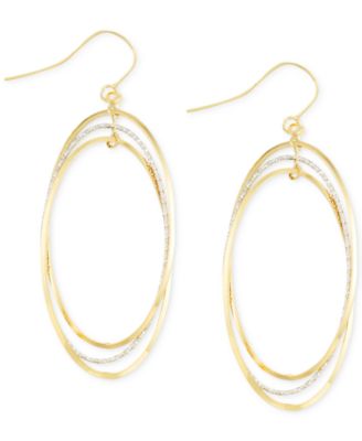 Italian Gold - Two-Tone Oval Hoop Earrings in 14k Gold