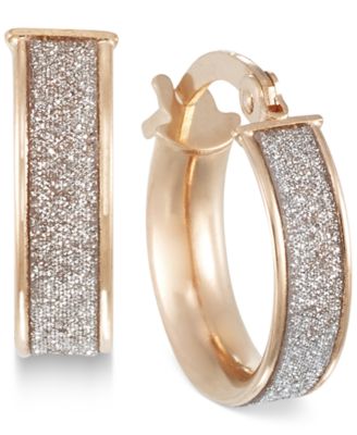 Italian Gold - Glitter Hoop Earrings in 14k Gold