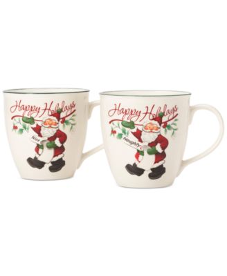 Pfaltzgraff - Winterberry Naughty And Nice Collection Porcelain 2-Pc. Mug Set