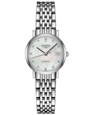 Longines - Women's Swiss Automatic The  Elegant Collection Diamond Accent Stainless Steel Bracelet Watch 26mm L43094876