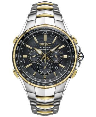 Seiko - Men's Coutura Radio Sync Solar Chronograph Two-Tone Stainless Steel Bracelet Watch 45mm SSG010