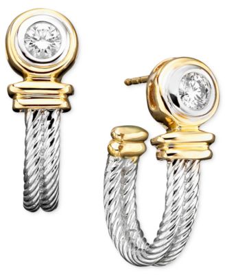 Macy's Brand - Diamond Earrings (1/3 ct. t.w.) in 14k White & Yellow Gold
