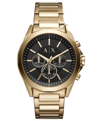 A|X Armani Exchange - Men's Chronograph Drexler Gold-Tone Stainless Steel Bracelet Watch 44mm
