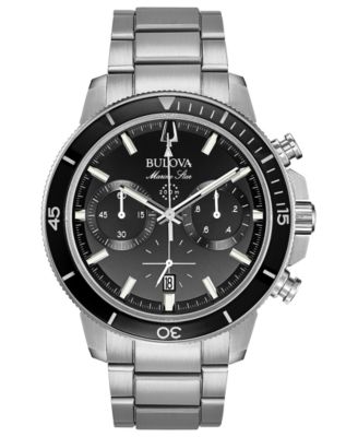 Bulova - Men's Chronograph Marine Star Stainless Steel Bracelet Watch 45mm