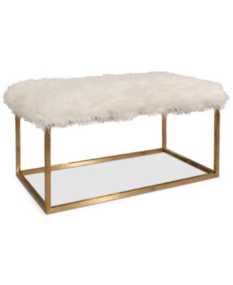 Abbyson Living - Jameson Faux Fur Ottoman, Quick Ship