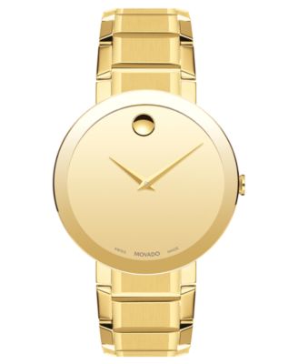 Movado - Men's Swiss Sapphire Gold-Tone PVD Stainless Steel Bracelet Watch 39mm