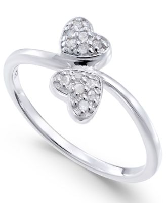 Macy's Brand - Diamond Double Heart Ring (1/10 ct. t.w) in Sterling Silver