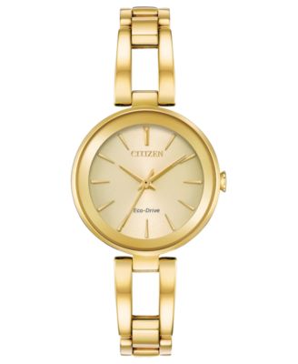 Citizen - Women's Eco-Drive Axiom Gold-Tone Stainless Steel Bracelet Watch 28mm