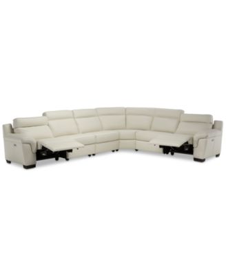 Furniture - Julius 150" II 6-Pc. Leather Sectional Sofa With 2 Power Recliners, Power Headrests & USB Power Outlet, Created for Macy's