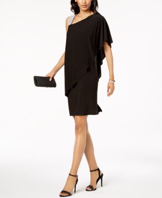 R & M Richards - One-Shoulder Rhinestone-Embellished Dress