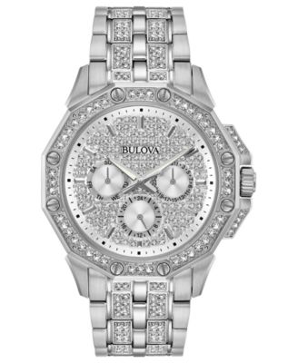 Bulova - Men's Stainless Steel & Crystal-Accent Bracelet Watch 41.5mm