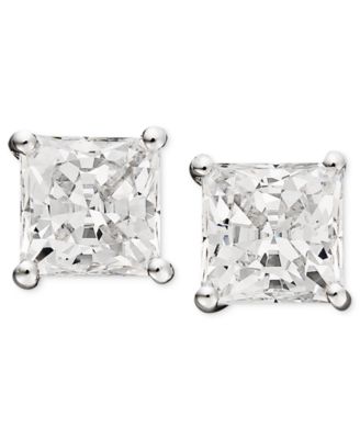 Arabella - 14k White Gold Earrings, Cubic Zirconia Princess Cut Stud Earrings (3-3/4 ct. t.w.)