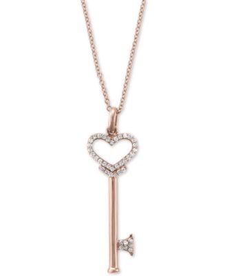 EFFY Collection - Diamond Heart Key Pendant (1/5 ct. t.w.) in 14k Rose Gold