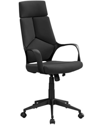 Monarch Specialties - Office Chair - Black Black Fabric High Back Executive