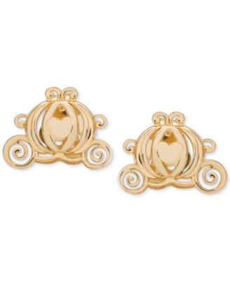 Disney - Cinderella Pumpkin Coach Stud Earrings in 14k Gold