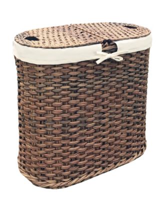 Seville Classics - Handwoven Oval Double Laundry Hamper