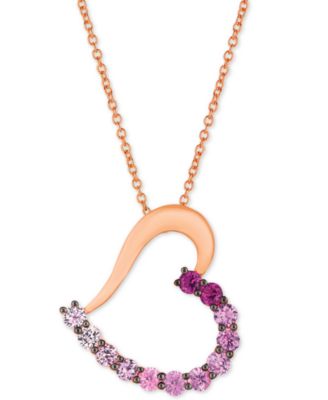 Le Vian - Multi-Gemstone Ombr&eacute; Heart 18" Pendant Necklace in 14k Rose Gold