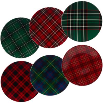Certified International - Christmas Plaid 6-Pc. Dinner Plate asst.