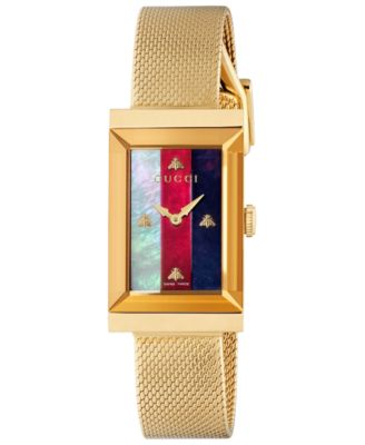 Gucci - Women's Swiss G-Frame Gold-Tone PVD Stainless Steel Mesh Bracelet Watch 21x34mm
