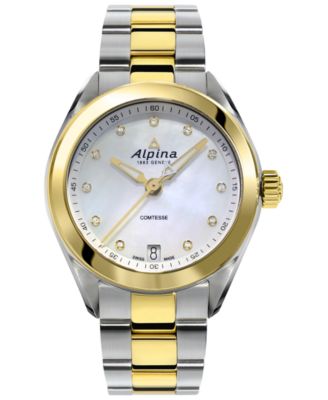 Alpina - Women's Swiss Comtesse Diamond-Accent Two-Tone Stainless Steel Bracelet Watch 34mm