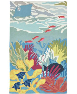 Liora Manne' - Ravella 2275 Ocean View Blue 5' Indoor/Outdoor Round Area Rug