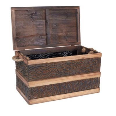 Household Essentials - Small Metal Banded Wooden Storage Trunk