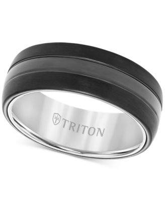 Triton - Men's Satin Finish Band in Black Tungsten Carbide