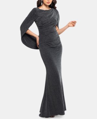 Betsy & Adam - Metallic-Knit Draped Gown