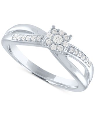 Promised Love - Diamond Cluster Promise Ring (1/6 ct. t.w.) in Sterling Silver