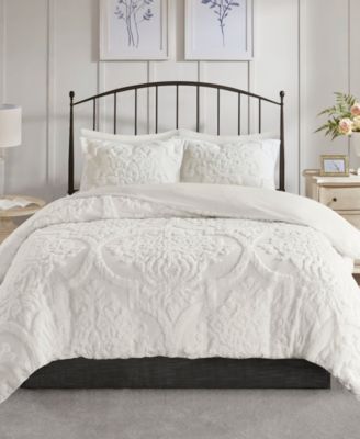 Madison Park - Viola 3-Pc. Tufted Cotton Chenille Damask Duvet Cover Sets