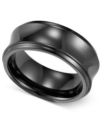 Triton - Men's Black Titanium Ring, Concave Wedding Band (8mm)