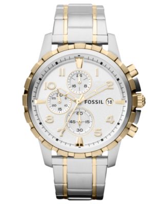 Fossil - Men's Chronograph Dean Two-Tone Stainless Steel Bracelet Watch 45mm FS4795