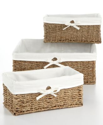 Household Essentials - Storage Baskets, Set of 3 Seagrass Utility