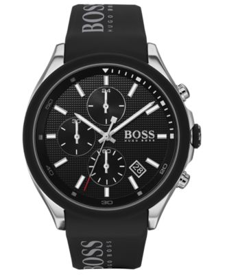 BOSS - Men's Chronograph Velocity Black Silicone Strap Watch 45mm