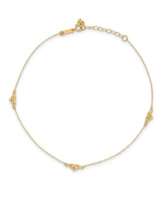 Macy's Brand - Triple Puffed Heart Anklet in 14k Yellow Gold