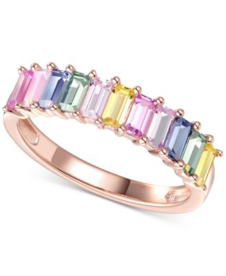 Macy's Brand - Lab-Created Multi-Sapphire Baguette Ring (1-5/8 ct. t.w.) in 14k Rose Gold-Plated Sterling Silver