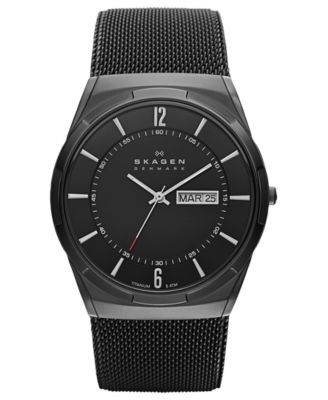 Skagen - Watch, Men's Black Titanium Mesh Bracelet 40mm SKW6006