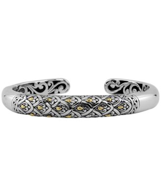 DEVATA - Dragon Skin Signature Cuff Bracelet in Sterling Silver and 18k Yellow Gold Accents