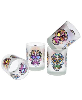 Culver - Sugar Skull DOF Glass 14-Ounce Set of 4