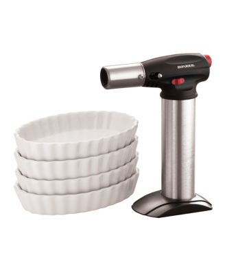 Bonjour - BonJour Chef's Tools 5-Pc. Butane Cr&egrave;me Brûl&eacute;e Torch and Porcelain Ramekin Set