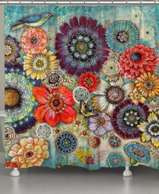 Laural Home - Blue Bird Boho Shower Curtain