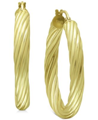 Giani Bernini - Medium Twist Tube Hoop Earrings in 18k Gold-Plated Sterling Silver, 1.1"